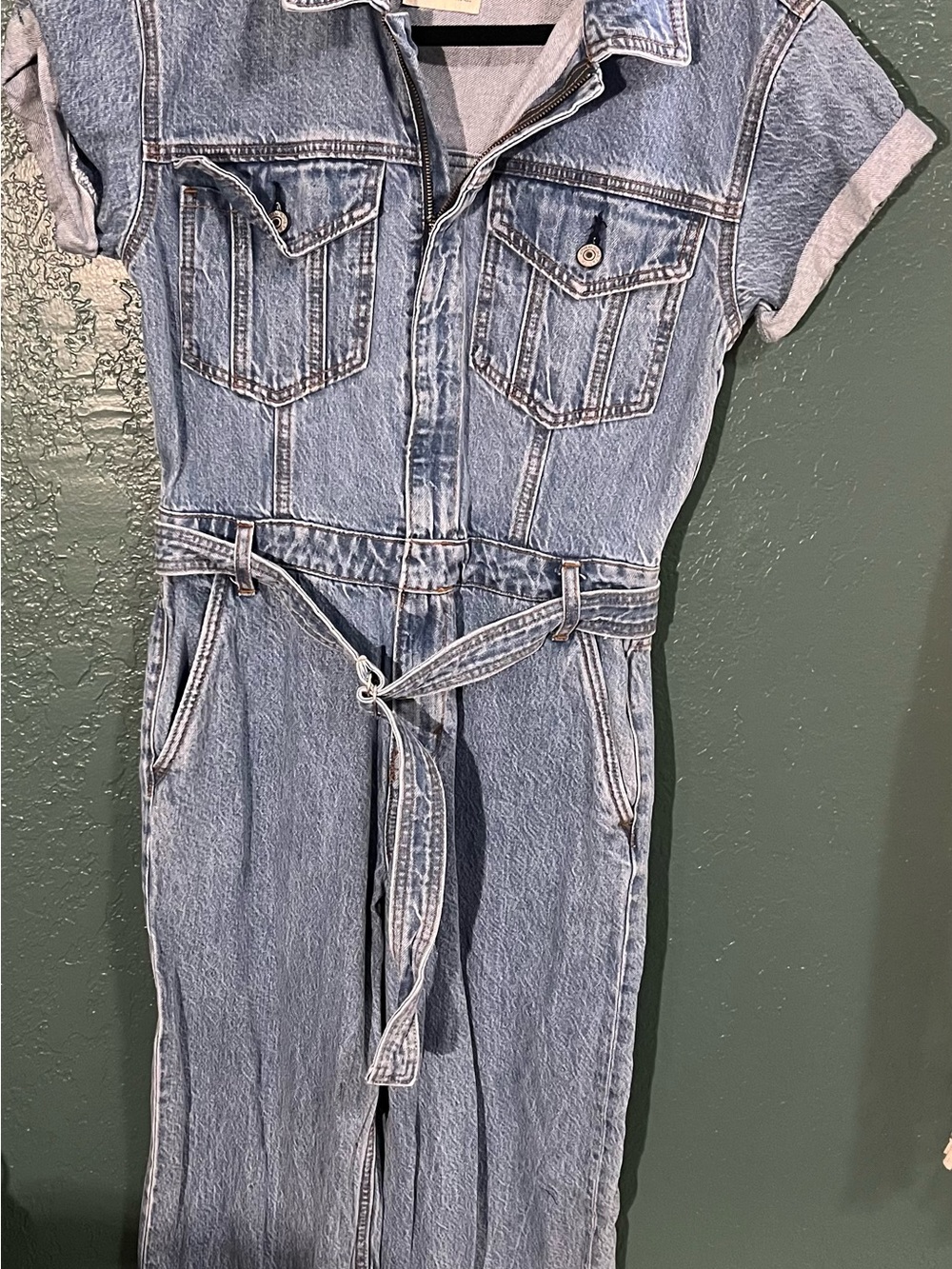 Abercrombie & Fitch Denim Utility Jumpsuit SP Light Wash